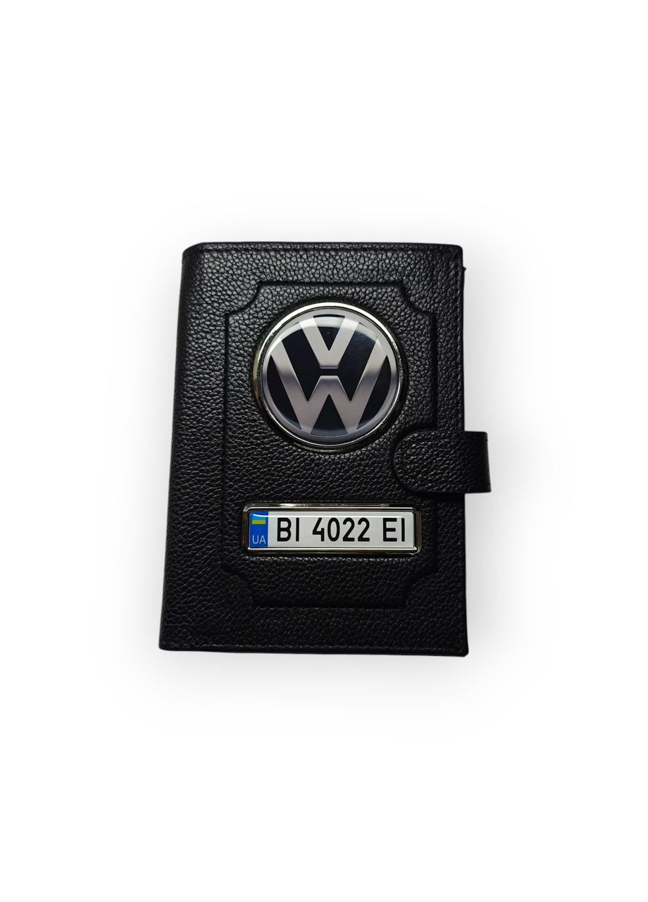 Портмоне для автодокументів з номером авто, натуральна шкіра чорна Volkswagen (331018055)