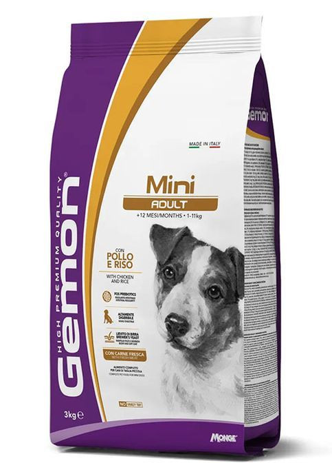 Сухий корм для собак Dog Mini Adult курка з рисом 3 Кг Gemon (369929608)