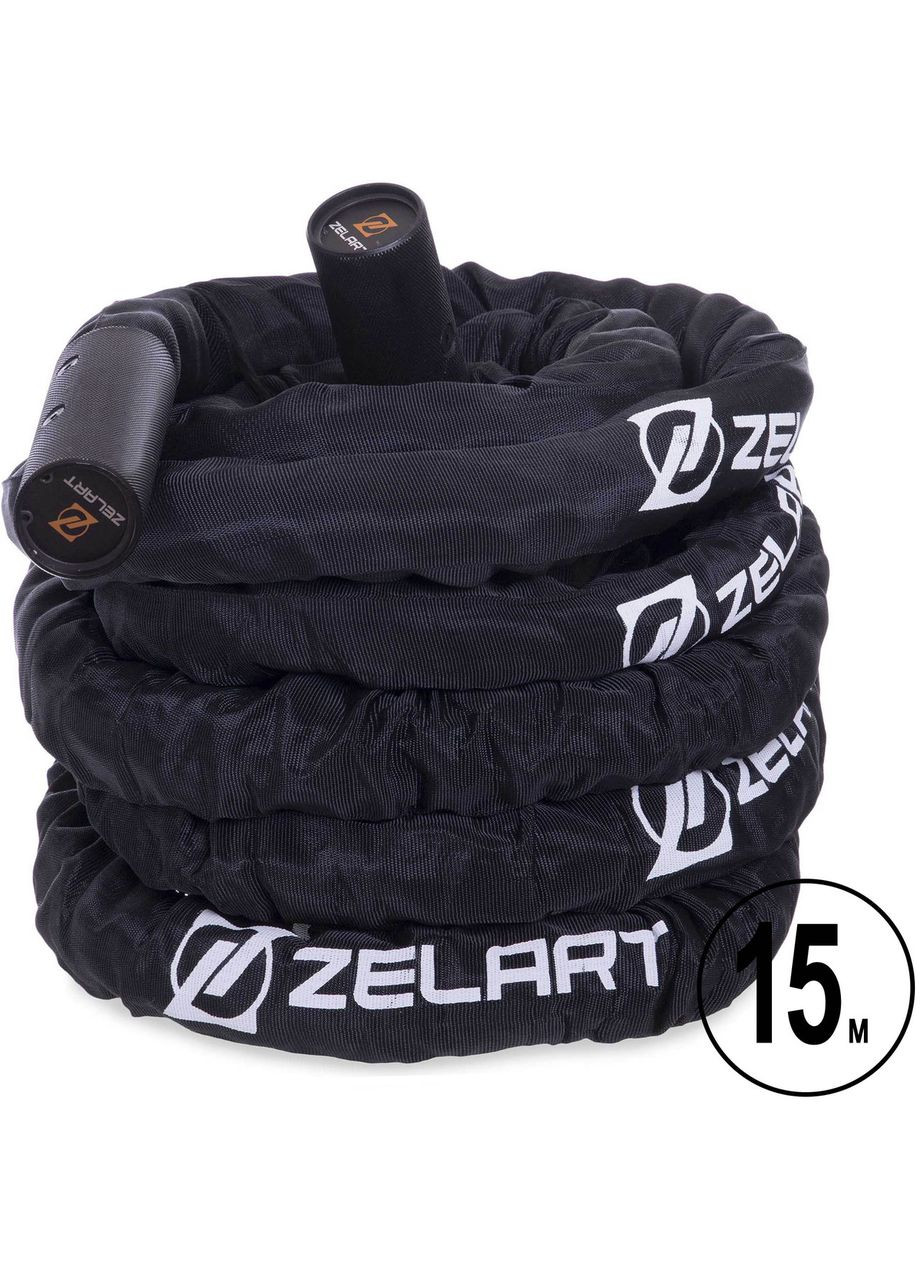 Канат для кросфіту Pro (PE, ручки-алюміній, l-15м, d-3,8см, вага-11,4кг, чорний) (FI-2631-15) Zelart (354703046)