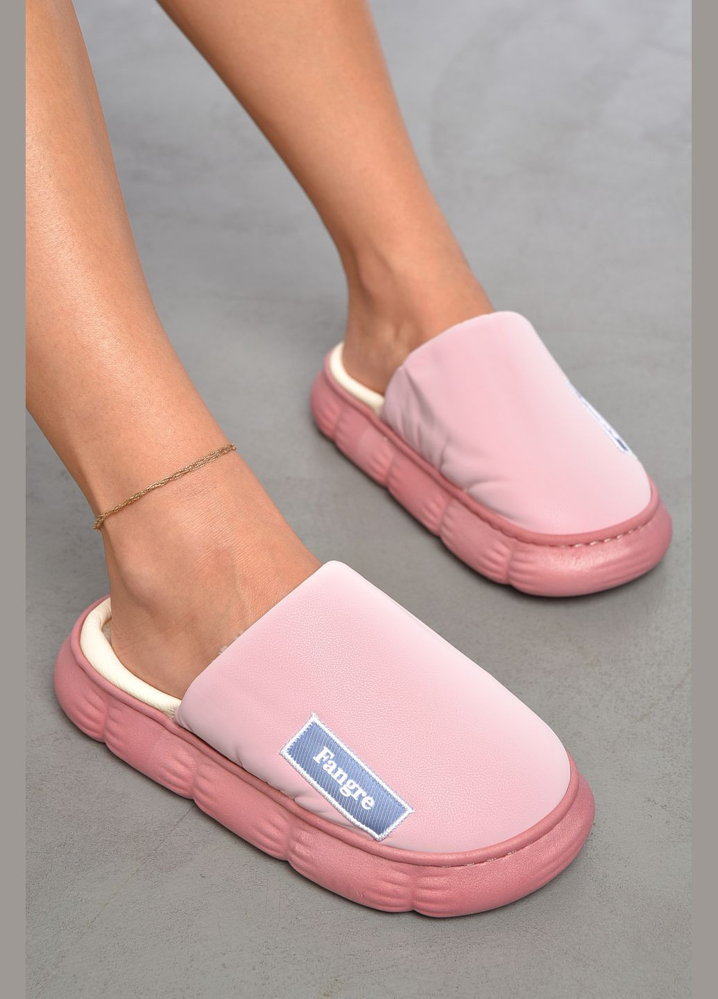 Розовые тапочки домашние женские теплые розового цвета Let's Shop