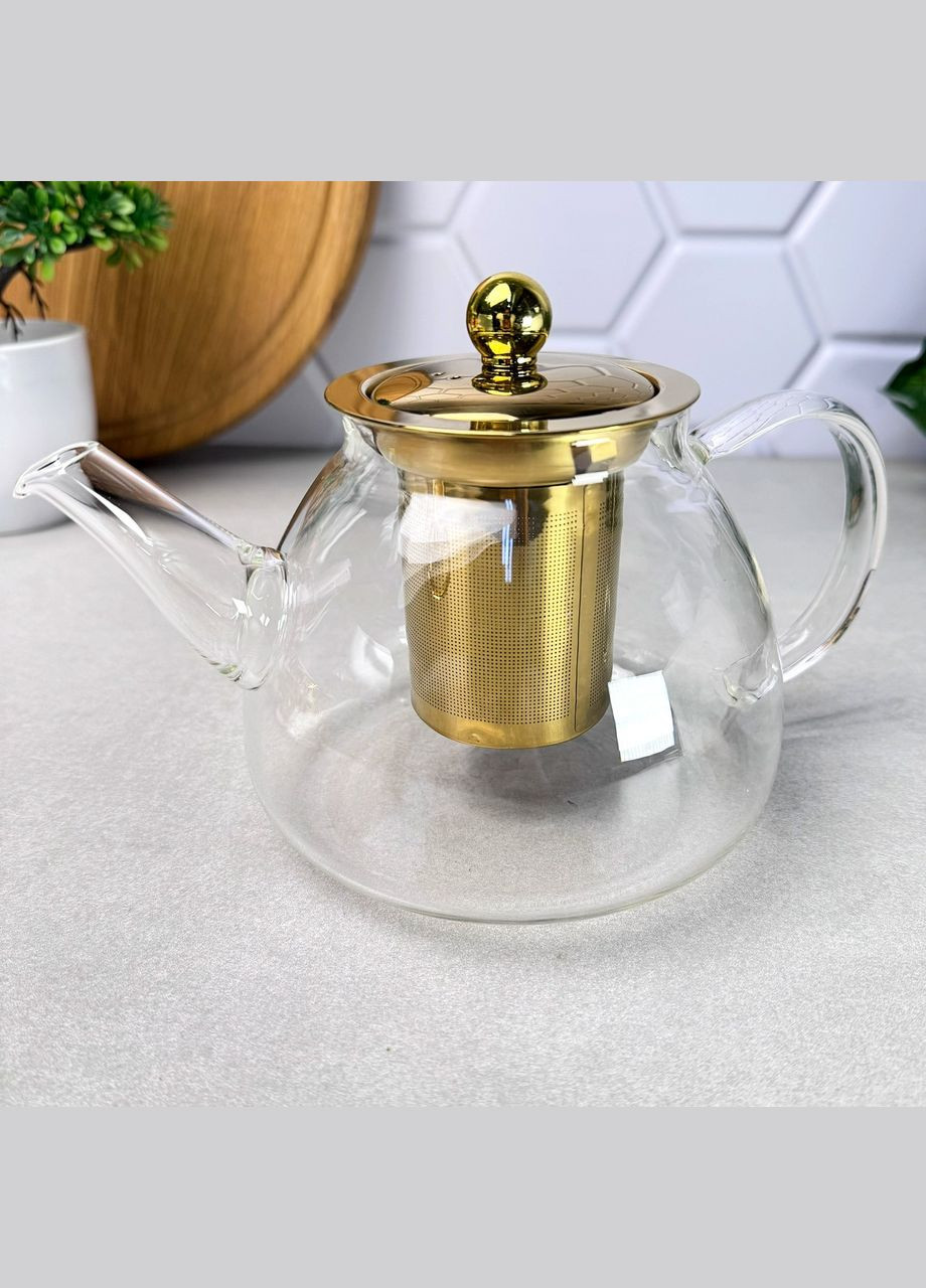 Скляний чайник для плити 1 л Dammann Золото No Brand (315436537)