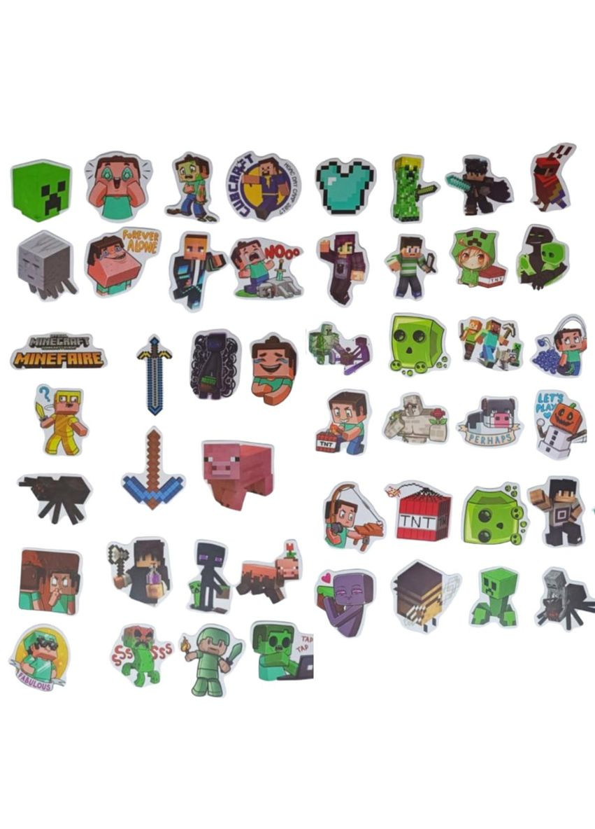 Майнкрафт стікери стікерпак Minecraft наклейки набір наліпок 50 шт Shantou (299332029)
