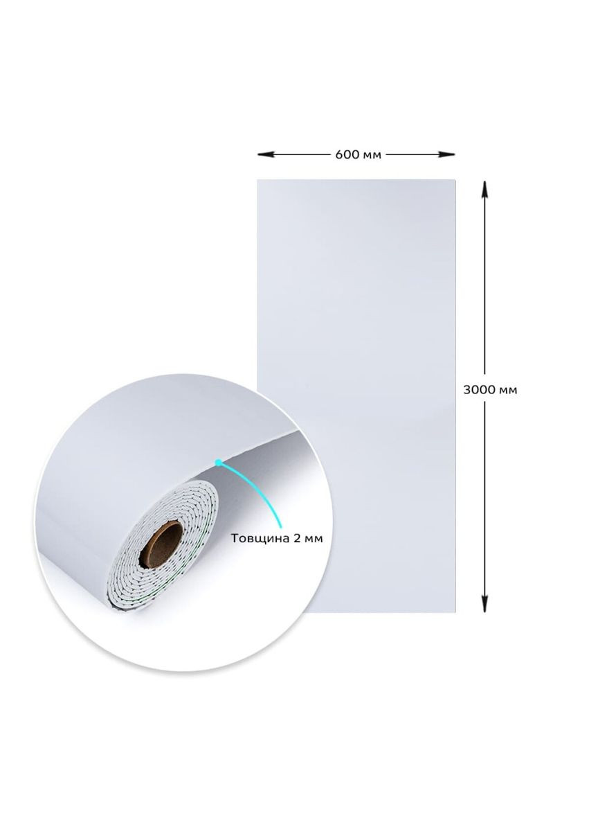 Самоклеюча вінілова плитка в рулоні 600х3000х2мм Біла Глянсова SW-00001284 Sticker Wall (337178185)