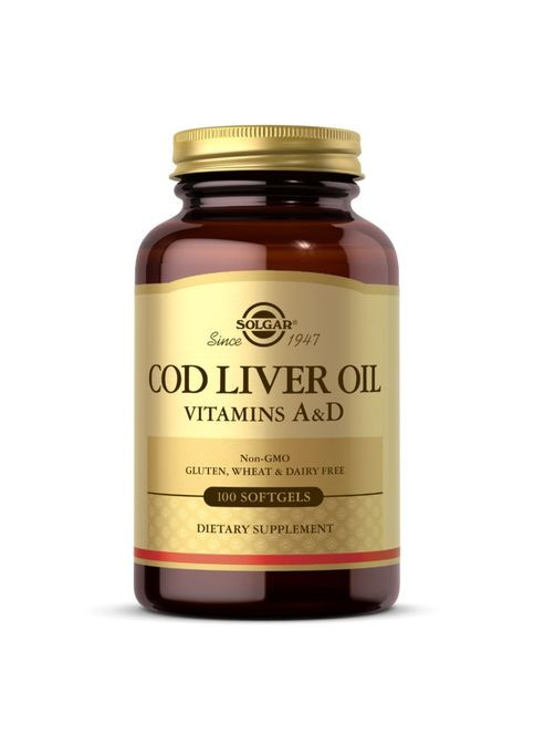 Жирні кислоти Cod Liver Oil Vitamin A & D, 100 капсул Solgar (334705986)