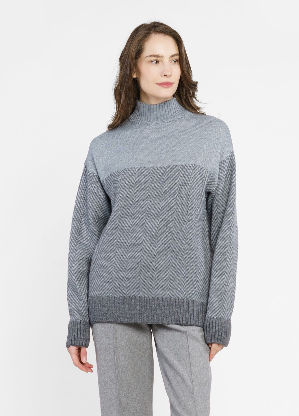 Серый зимний свитер женский серый Arber T-neck WAmb4 WTR-182