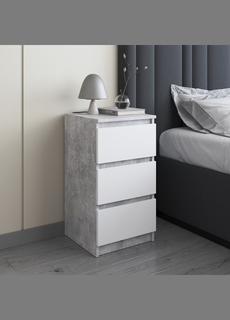 Тумбочка прикроватная, тумба в спальню на 3 выдвижных ящика c фасадами без ручек R-30 VAYS (372704297)