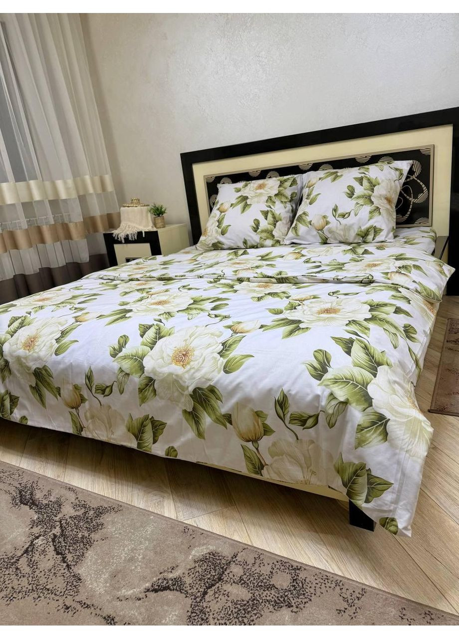 Постільна білизна бавовняна Катальпа Євро Простирадло на гумці 160x200х20 Бязь Біла 70 х 70 No Brand (362202415)