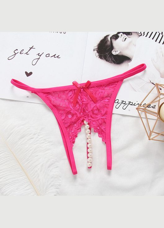 Кружевные трусики с открытым доступом и с нитью из жемчужин Sexy OneSize (8-32) No Brand (312005125)