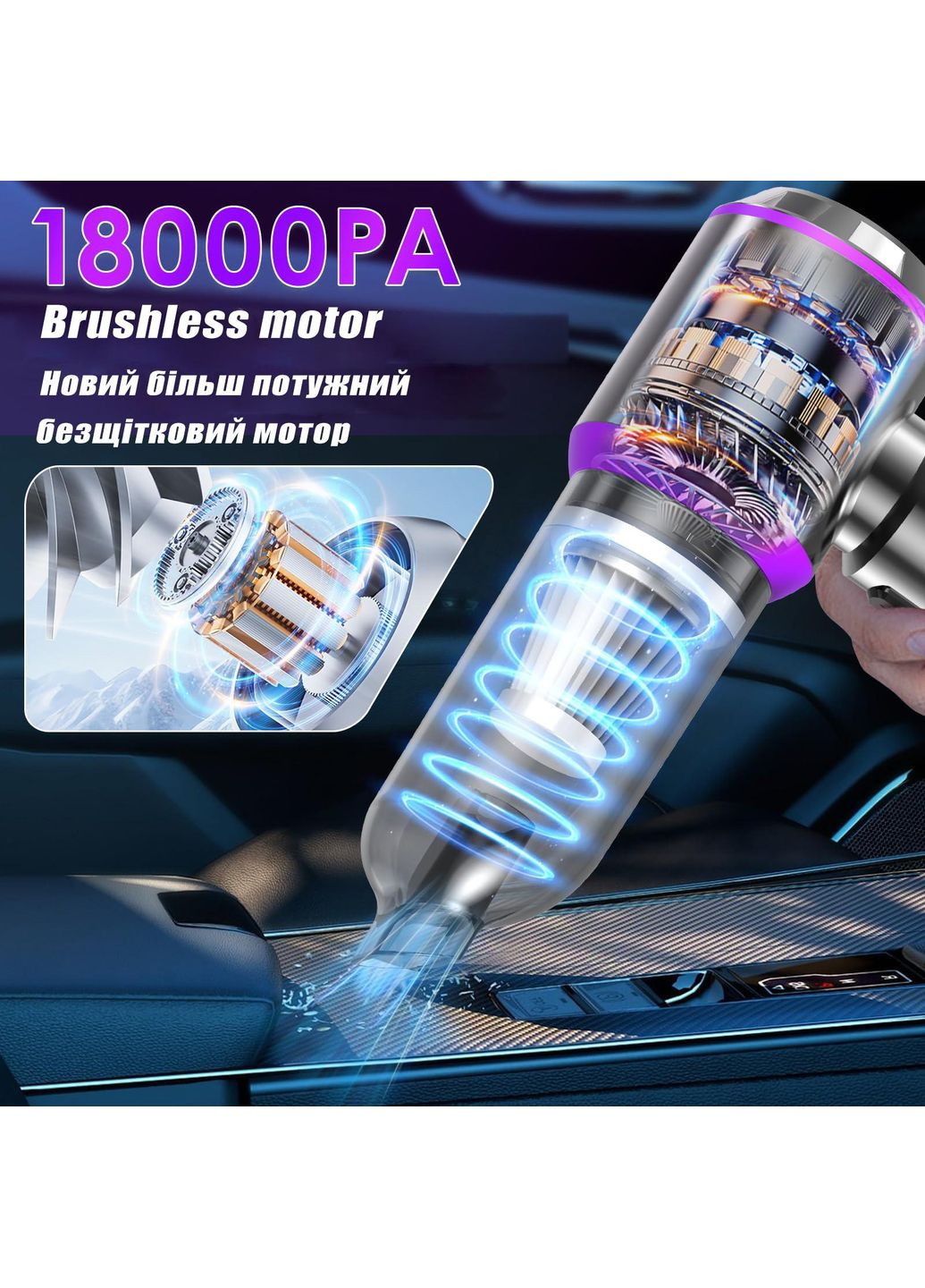 Мощный Ручной Пылесос для Машины Беспроводной Автомобильный Мини Пылесос для Авто и Компьютера Аккумуляторный Suitu (366664698)