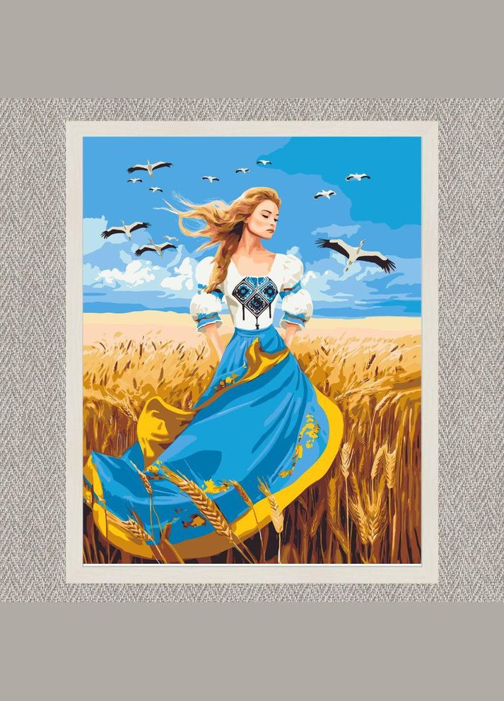 Картина по номерам Девушка в синем и желтом платье. Украинский сюжет 40*50 см Оригами LW 32580 Origami (322142081)