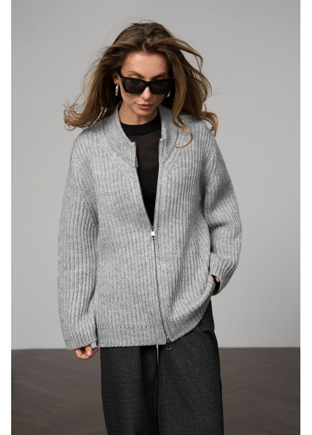 Серое Полупальто на молнии 2830 Бронзовый Triko Bakh