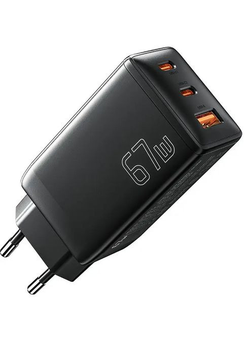 Зарядний пристрій 67W GaN 2xUSB-С/1xUSB-A, QC4.0/PD3.0/Fast Charge, Black Essager (302245153)