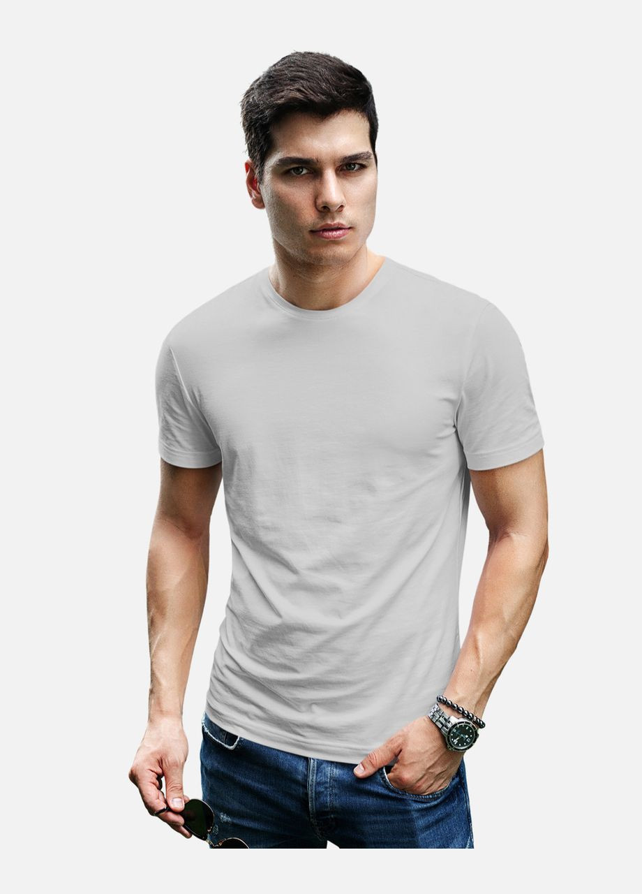 Серая футболка мужская базовая из натурального хлопка с коротким рукавом Mishe Basic