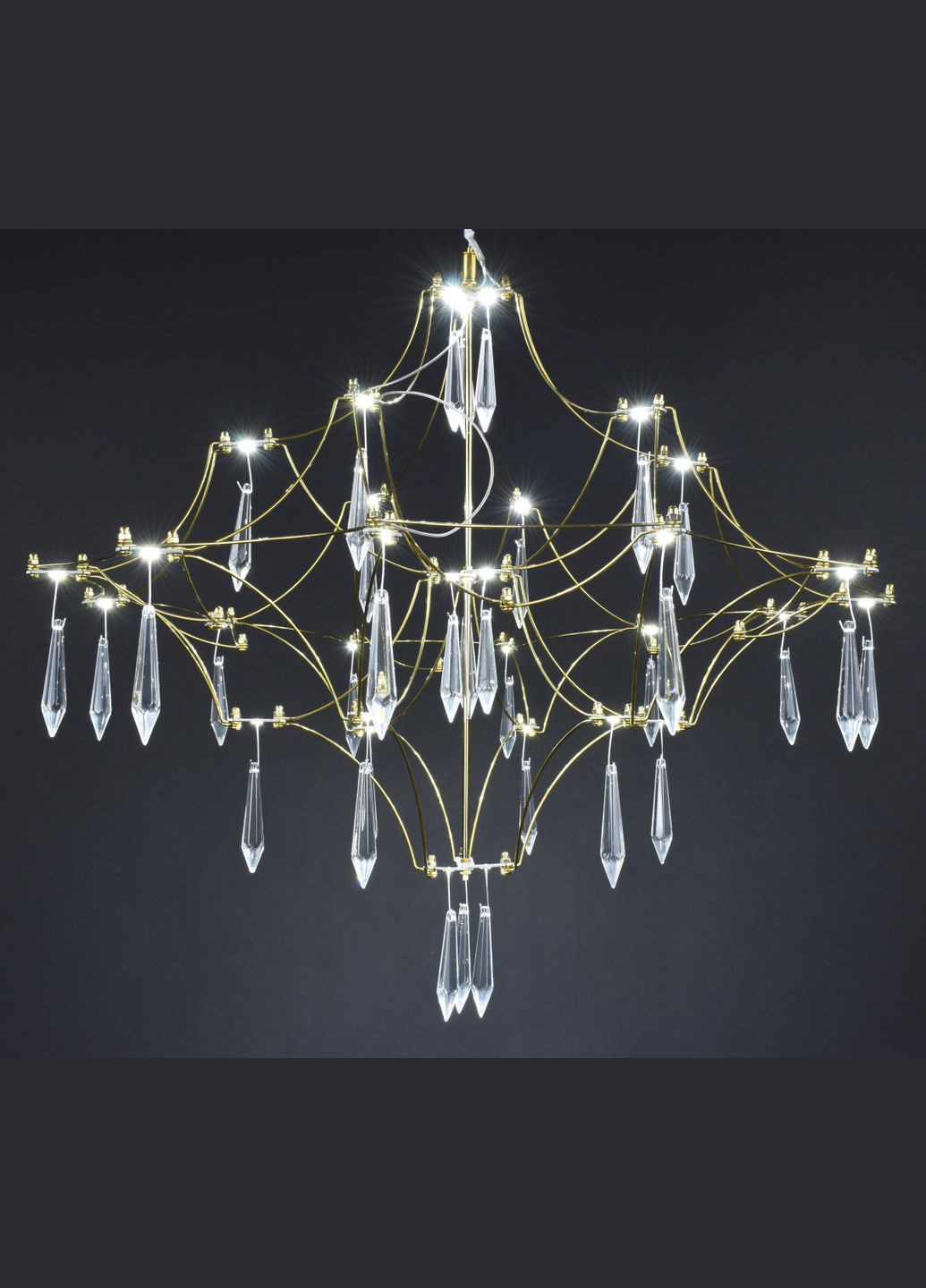 Люстра світлодіодна підвісна LED світильник для квартири на стелю лед 27872 Золото 65-180х60х60 см. Sunnysky (364768186)