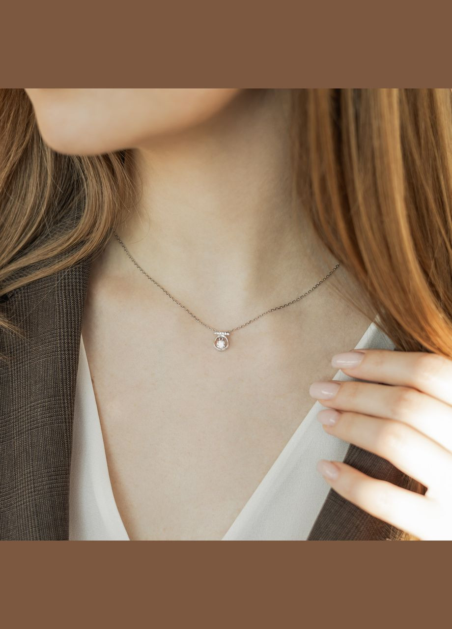 Срібне кольє мінімалістичне яскраве Сонечко з ланцюжком No Brand (354721334)