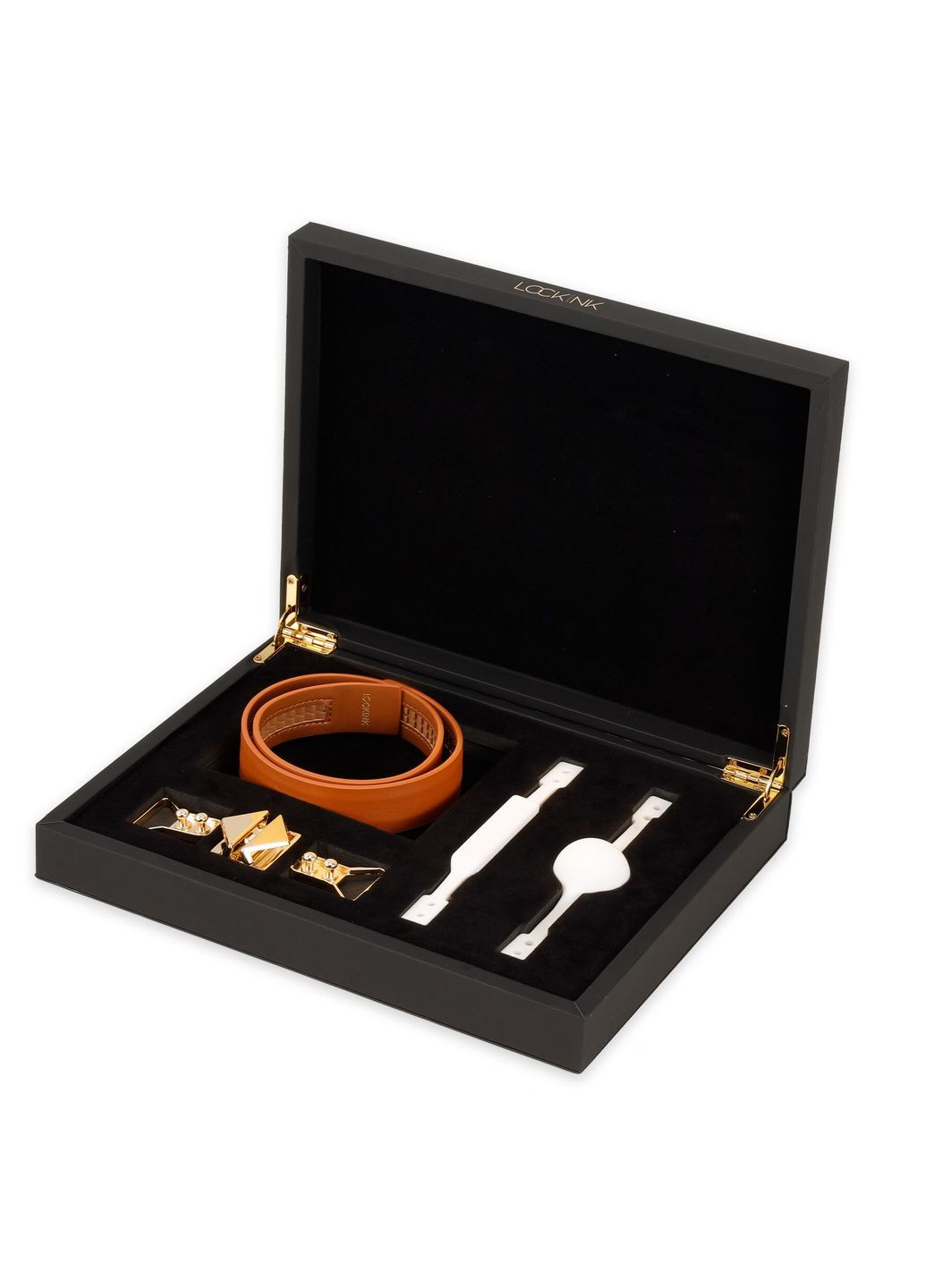 Шкіряний кляп з 2-ма насадками Ball-Gag & Gag-bite Set – Brown Lockink (305589978)