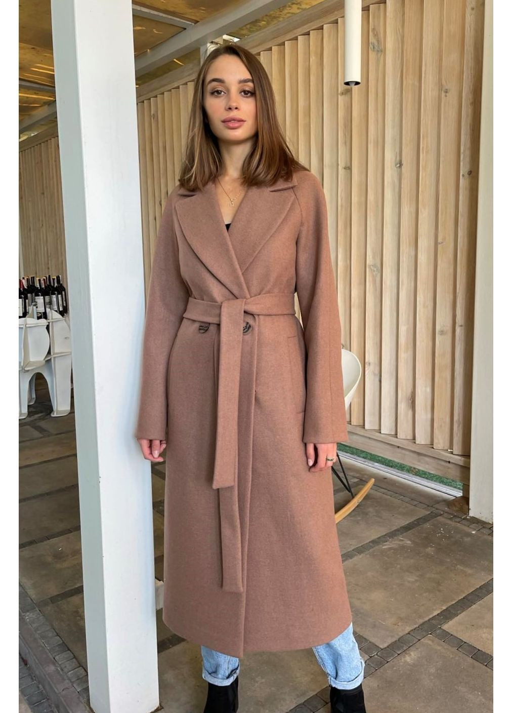 Бежевое демисезонное Пальто демисезонное из сукна С65 CHICLY