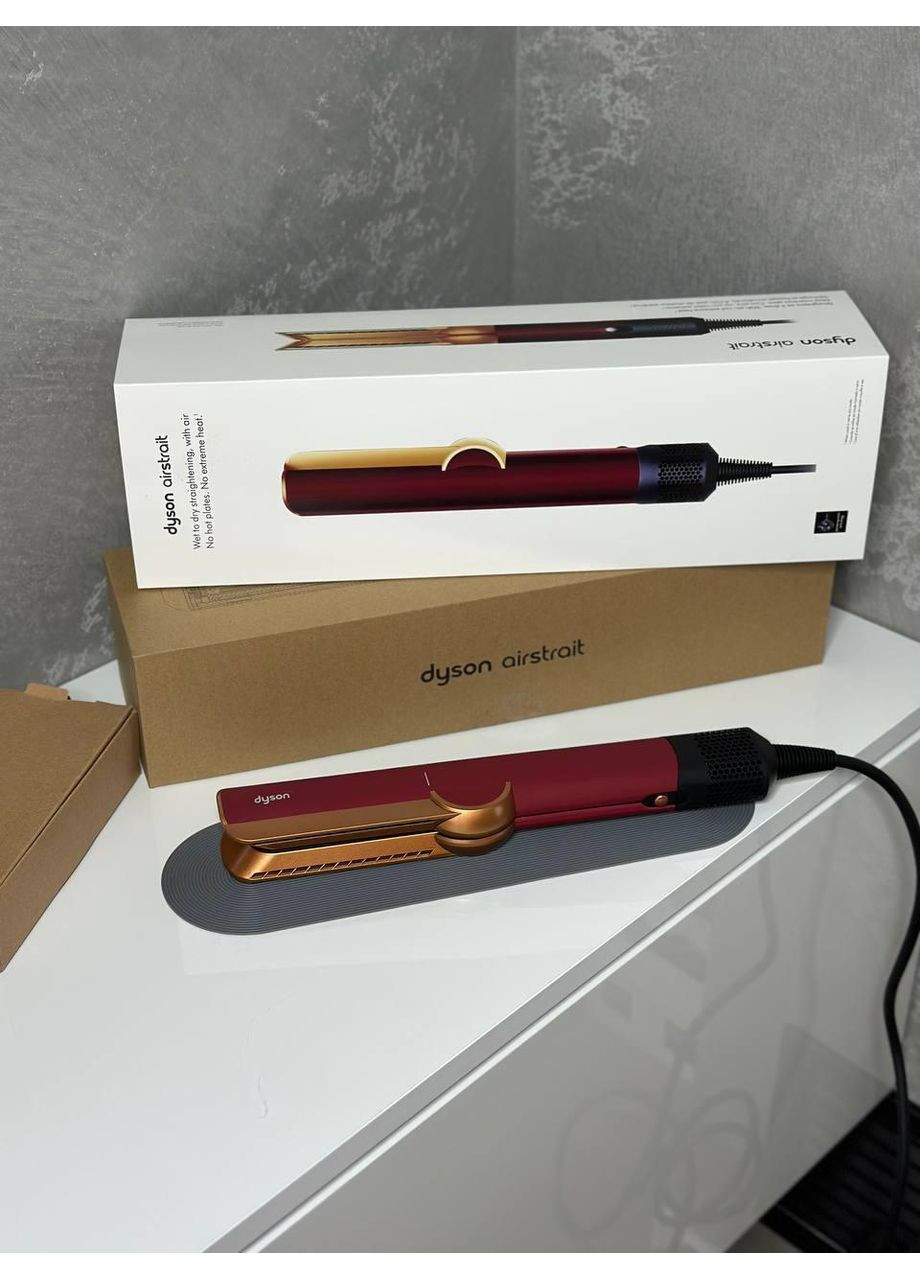 Выравниватель для волос Airstrait бордовый для сушки и выравнивания волос с ионизацией, premium copier, гарантия 12 мм Dyson (370639630)