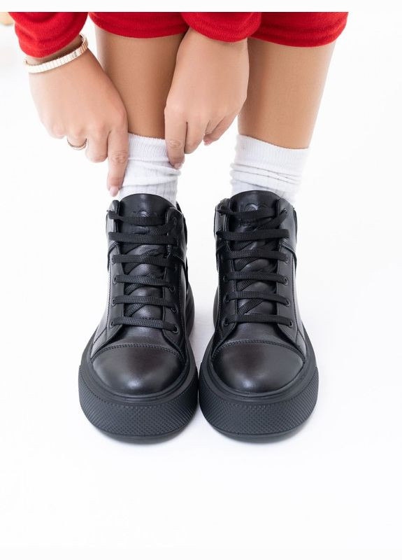 Чорні комбіновані черевики на високій підошві ISSA PLUS (280939540)
