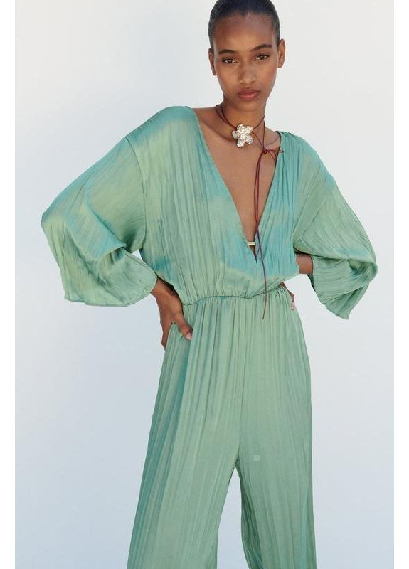 Комбінезон зі складками Zara зелений