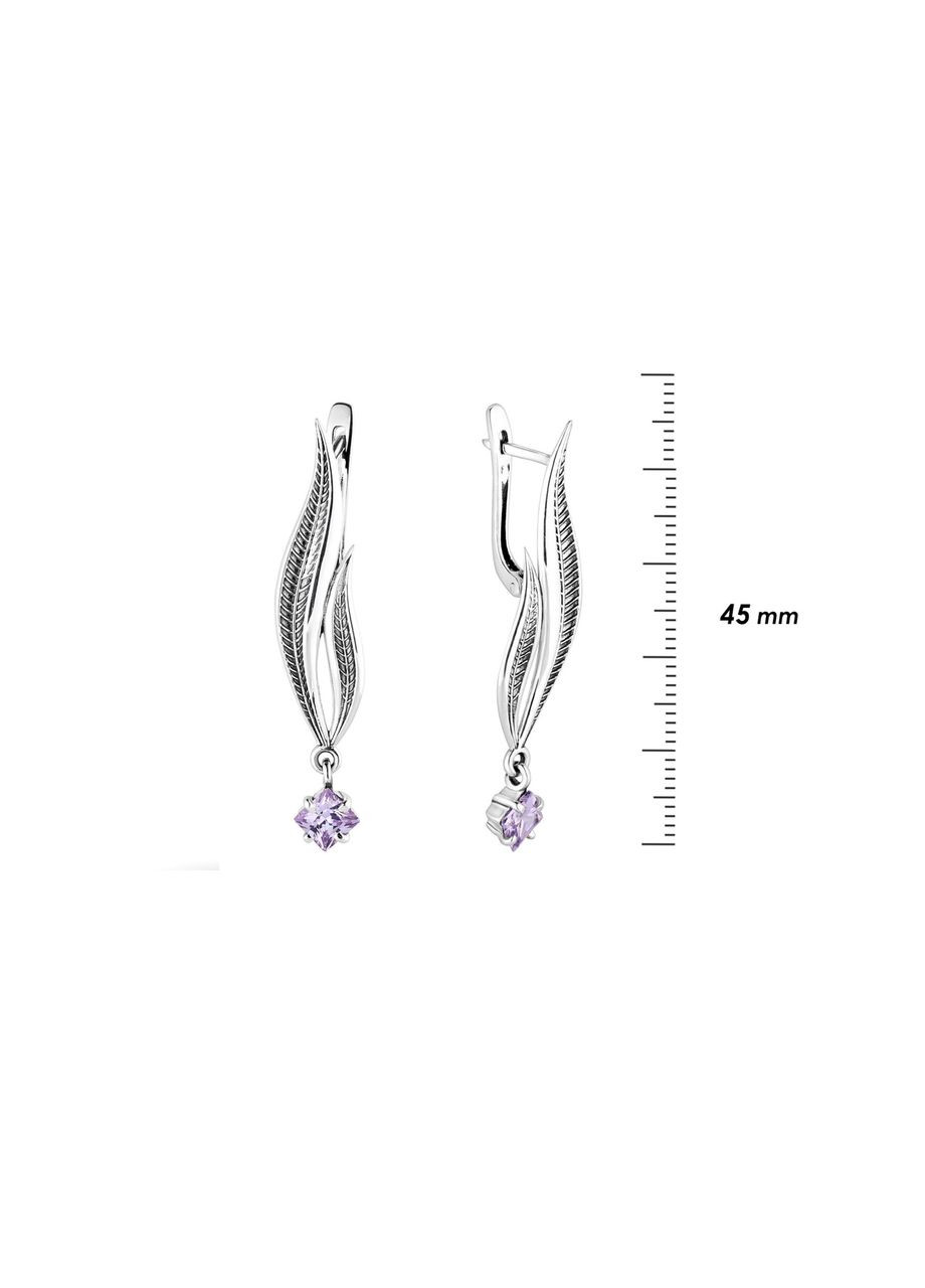 Сережки срібні Вербочка Lavender 925 Zirkon No Brand (364890955)