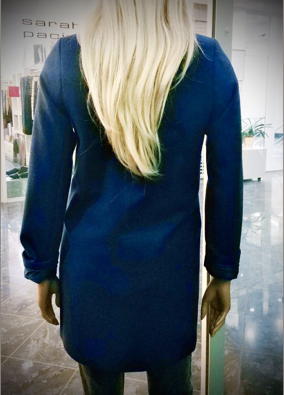 Синее демисезонное Качественное пальто женское Турция ORIGINAL
