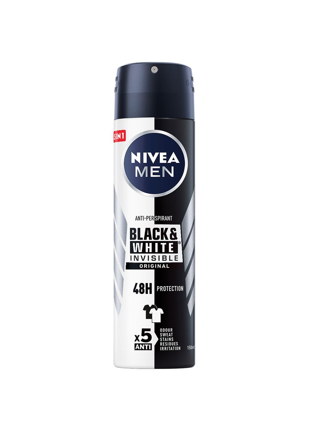 Антиперспірант Men Чорне та Біле Невидимий Original, спрей, 150 мл Nivea 82241 (328397529)