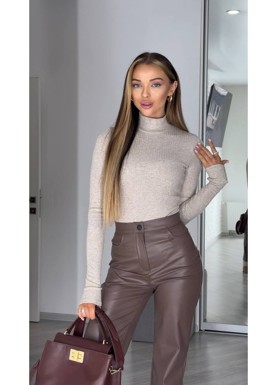 ✨Женские брюки из экокожи на флисе с высокой посадкой (замеры в описании)✨ DK/DL Мода без кордонів (364088202)