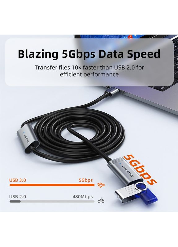 Кабель USB 3.0 AM-AF 20 м Black (CA18U) CABLETIME (370608356)