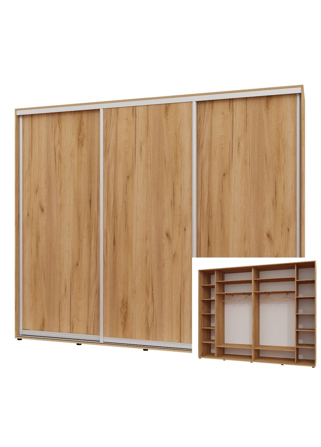 Шафа-купе тридверна 300*45*250 см Дуб крафт золотий 3 двері ДСП Люкс-147 Алекса (360431440)