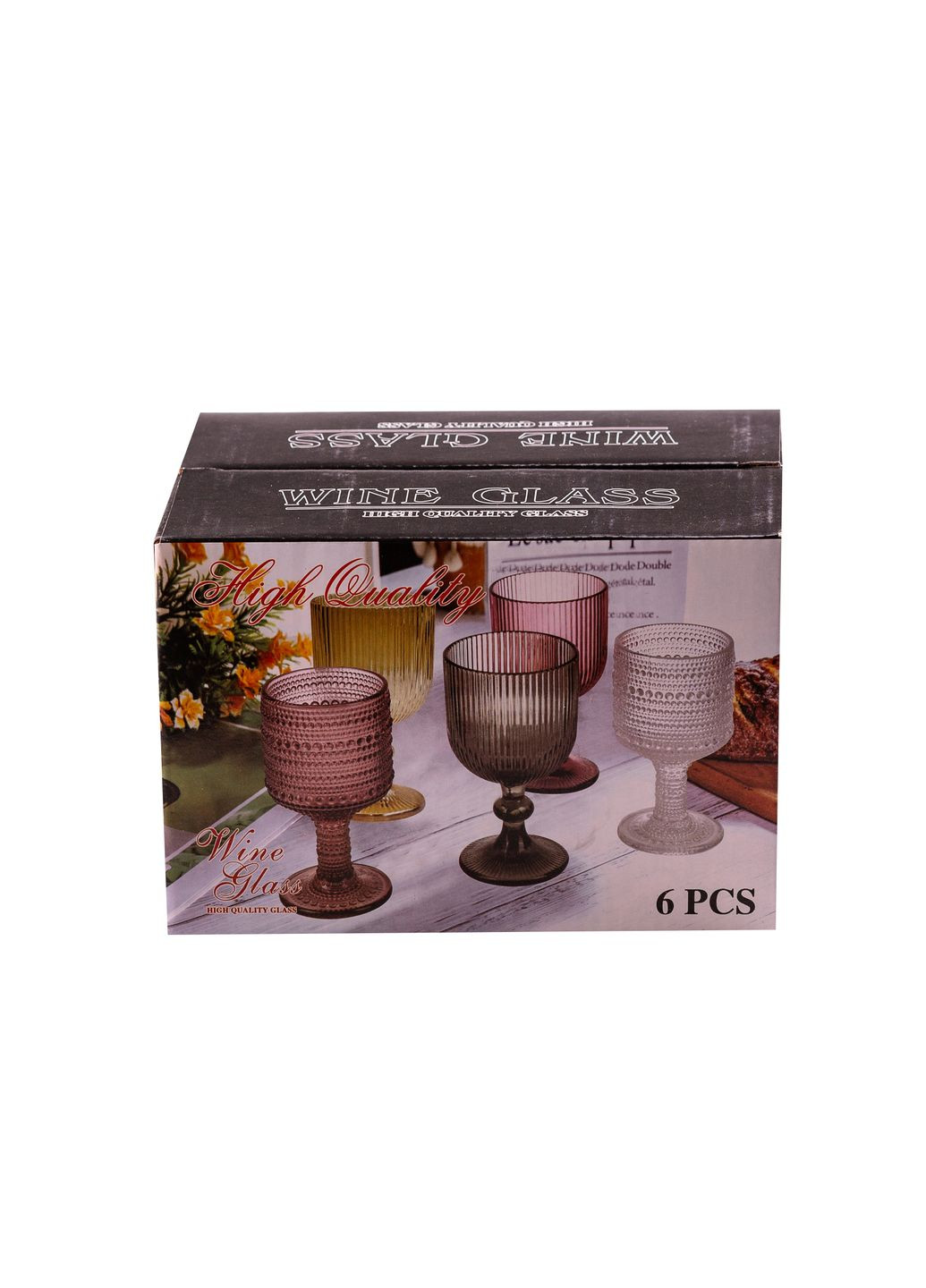 Набір чарок для міцних напоїв фігурних прозорих ребристих із товстого скла 6 штук, TS Kitchen (316631301)