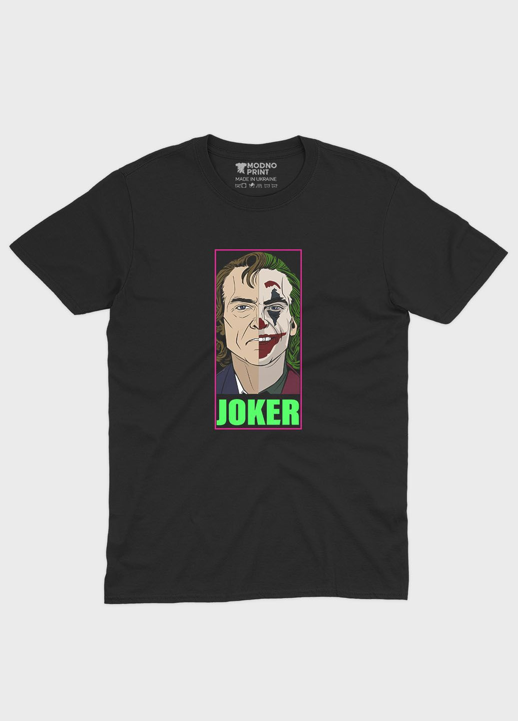 Чорна демісезонна футболка для хлопчика з принтом суперзлодія - джокер (ts001-1-bl-006-005-009-b) Modno