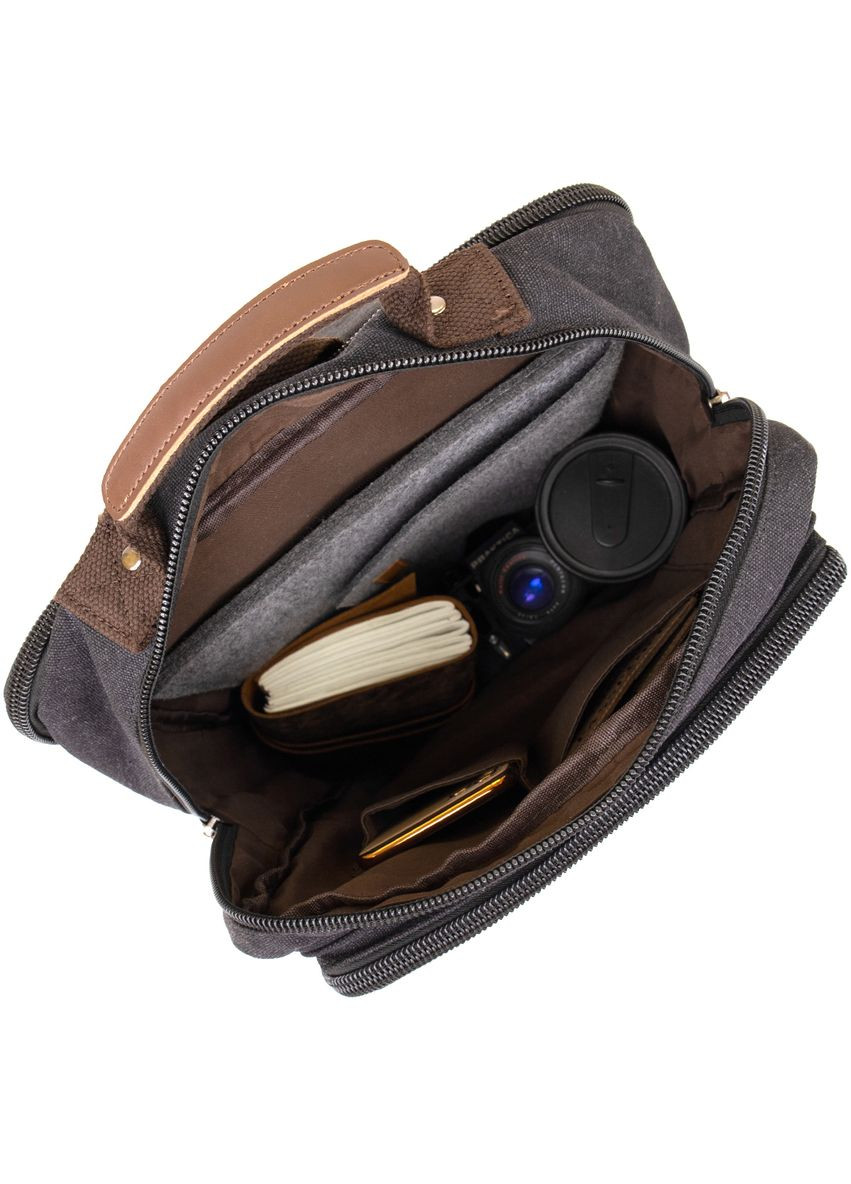 Рюкзак текстильный дорожный унисекс на два отделения 20611 Черный Vintage (331910879)