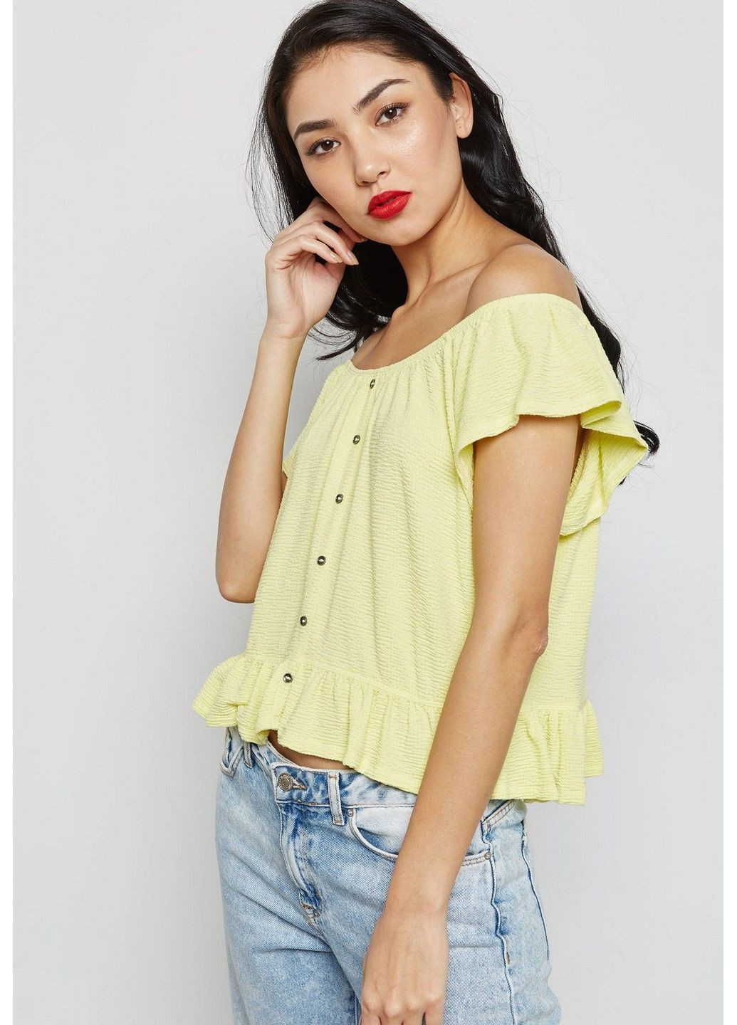 Желтая демисезонная блуза Mango