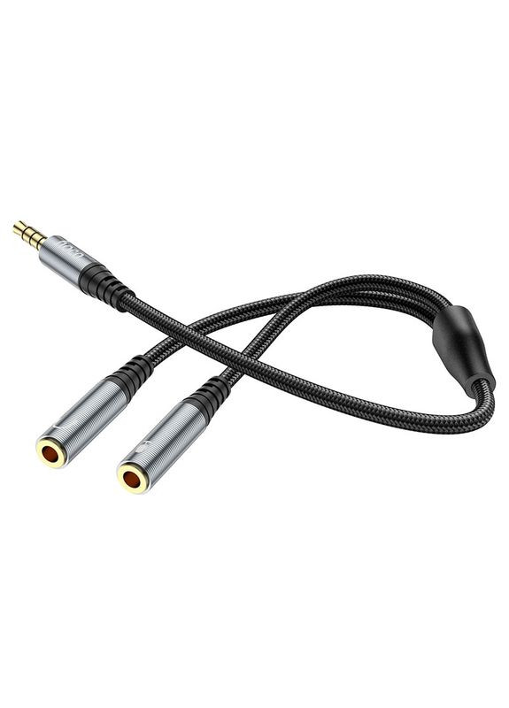 Кабель UPA21 2in-1 3.5 headset audio adapter cable ( male to 2 female ) Metal Gray Hoco (297453494)