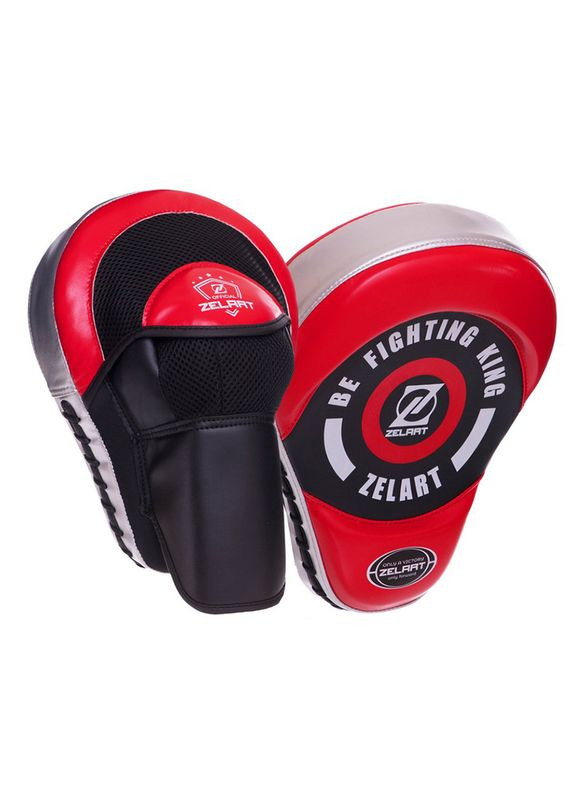 Лапа Вигнута для боксу та єдиноборств BO-2885 Чорно-червоний, (37363140) Zelart (322732942)