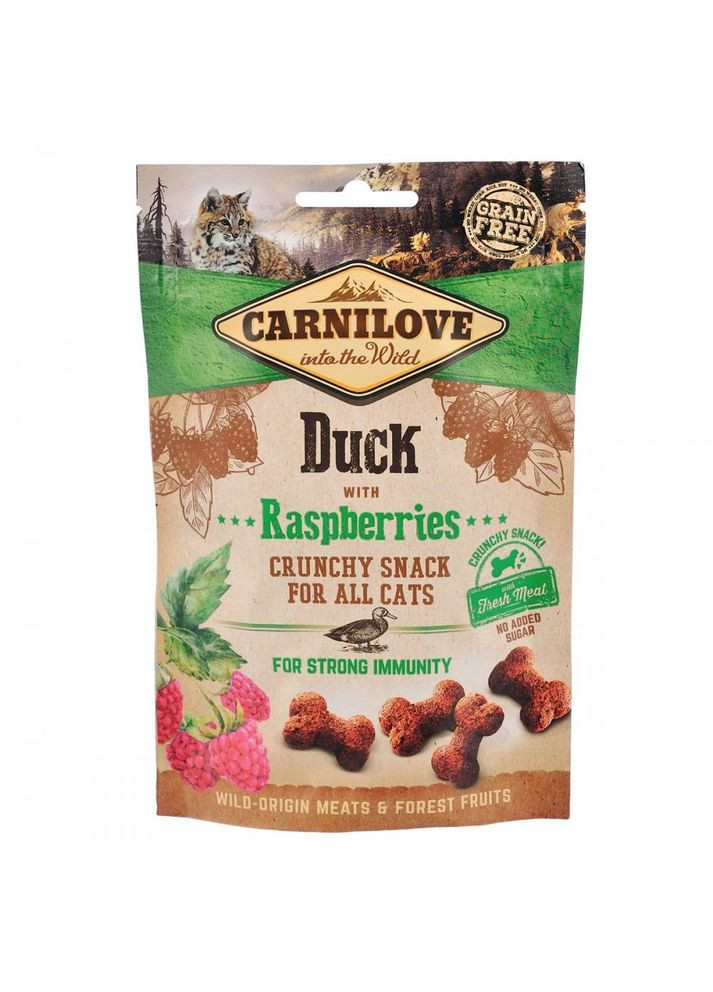 Лакомство Cat Crunchy Snack для кошек, утка и малина, 50 г Carnilove (355253500)