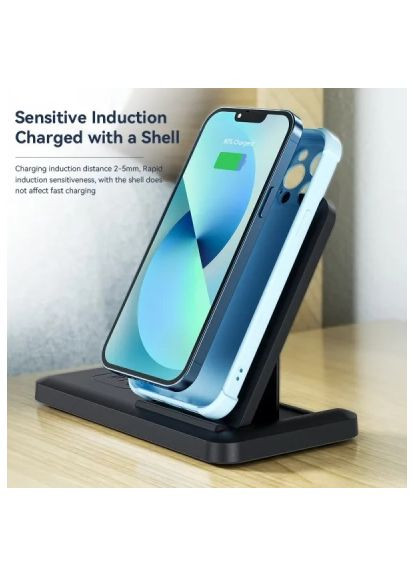 Зарядний пристрій (EWXZM-JC01-Z) Essager 4-in-1 wireless charger 15W foldable desktop black (370017603)