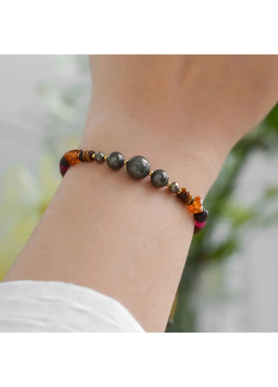 Браслет талісман для знаку зодіаку Лев з натурального каміння на затяжці d-8-6-4-3-2мм+- No Brand Браслет (360564165)