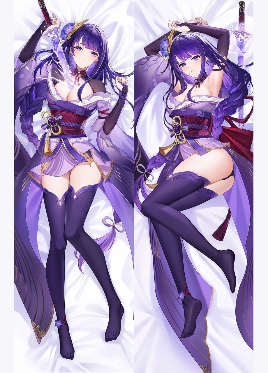 Подушка дакімакура двостороння Baal 3 - Raiden Shogun - Genshin Impact 100см No Brand (327842921)