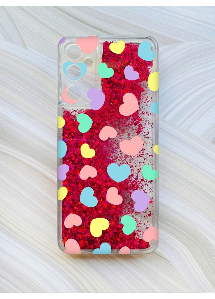 Чехол с плавающими блестками на Samsung Galaxy A25 (A256) Сердечка (принт 335) CASE CONTROL (360661344)