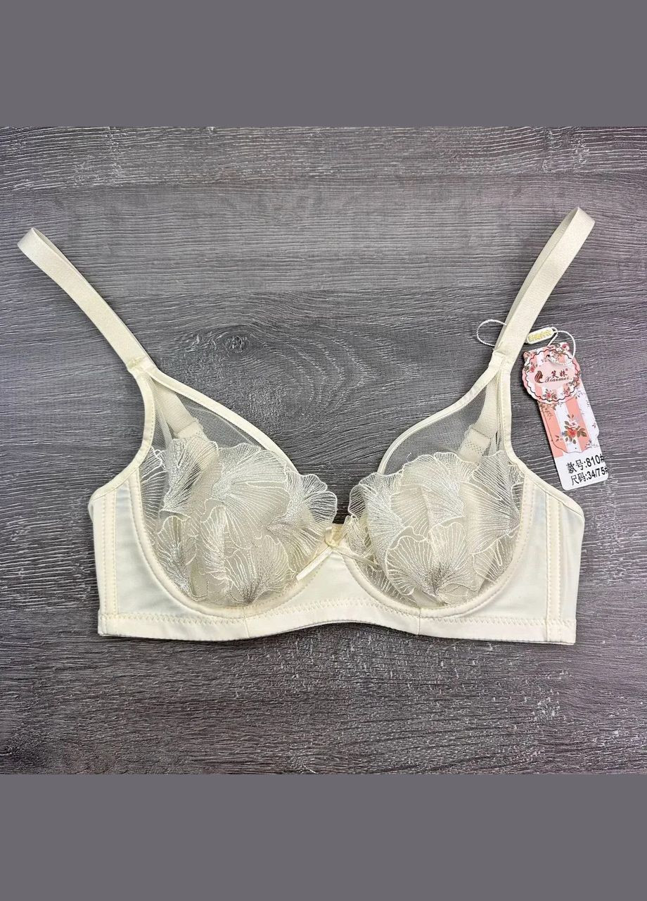 Світло-бежевий ніжний бюстгальтер No Brand з кісточками мереживо