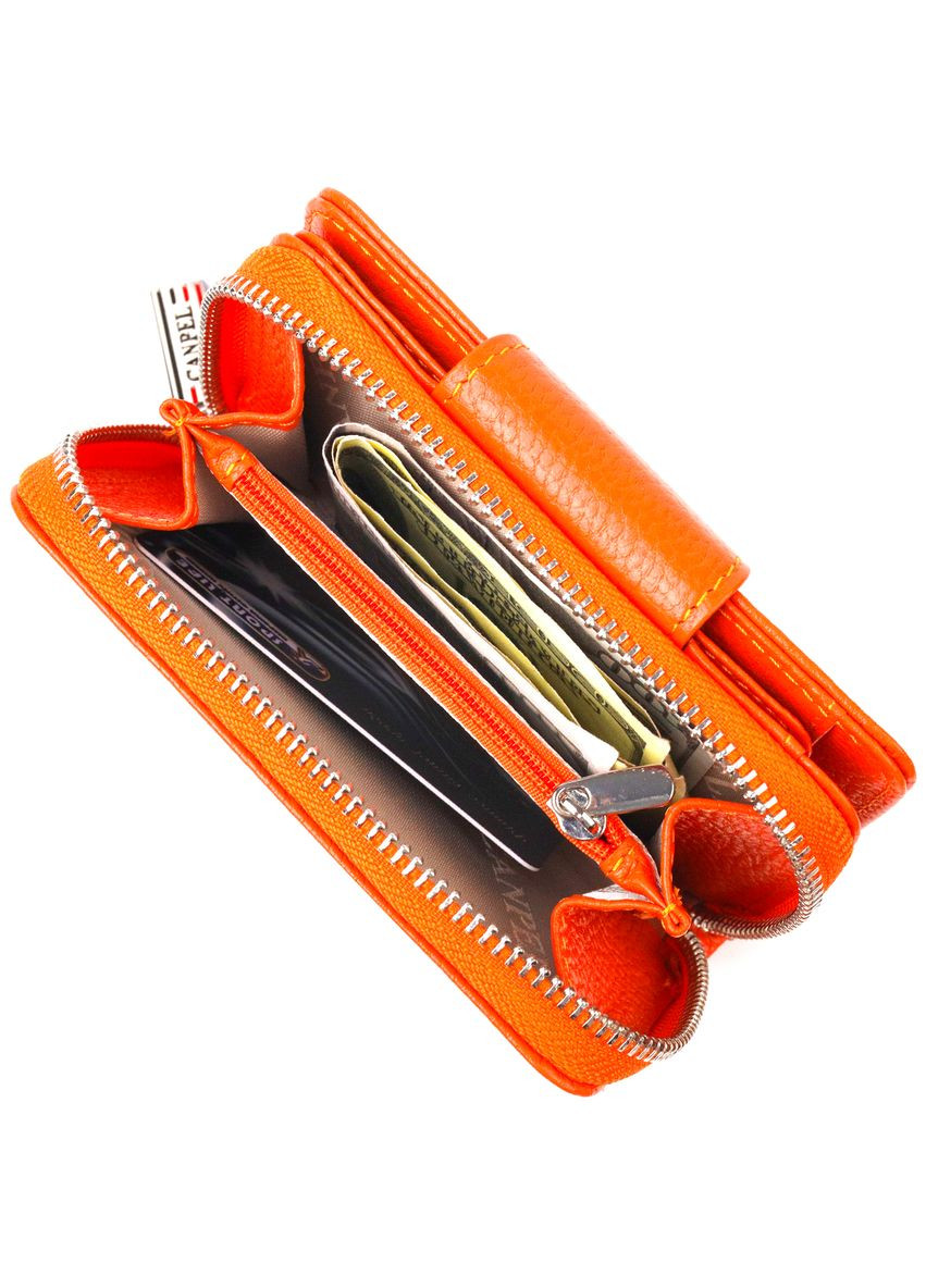 Яркий вертикальный портмоне для женщин с монетницей на молнии из натуральной кожи флотар 21602 Оранжевое Canpellini (331911109)