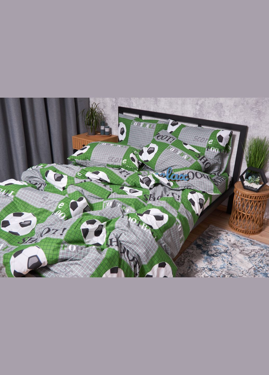 Комплект постільної білизни Бязь Gold Люкс «» євро 200х220 наволочки 2х70х70 (MS-820002030) Moon&Star Football (285717750)
