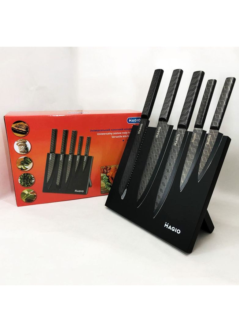 Набор кухонных ножей 6 предметов (MG-1096) Magio чёрные,