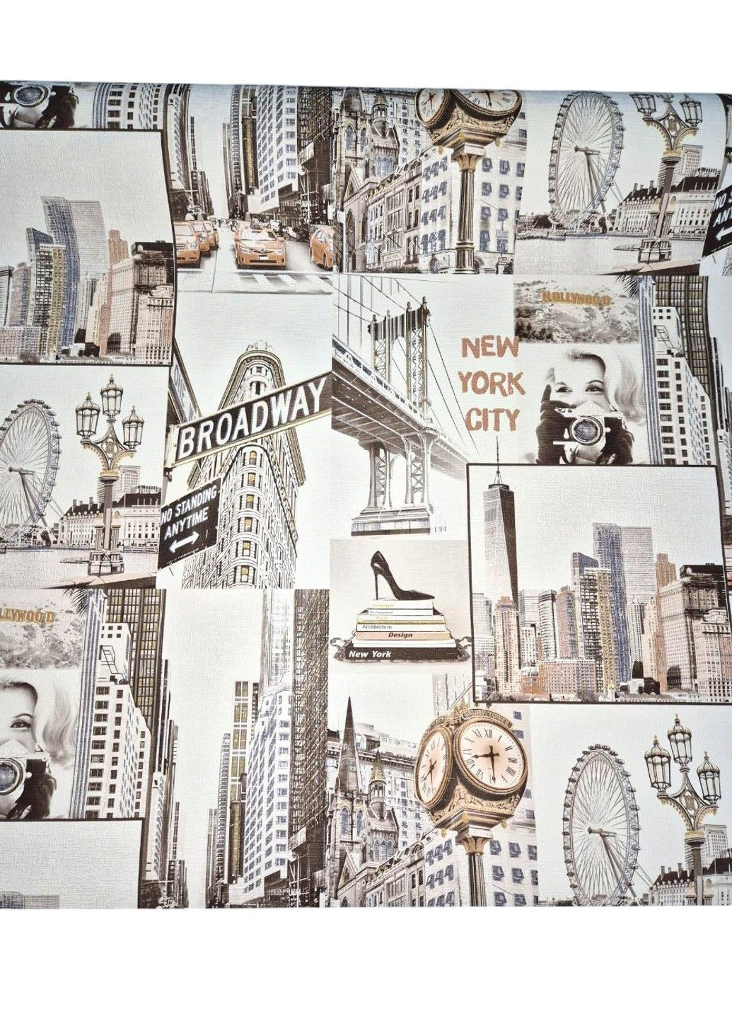 Шпалери вінілові 10.05 × 1.06 м Слов’янські шпалери 2351-05, міський стиль для вітальні, спальні, кабінету Слов'янські шпалери (340275322)