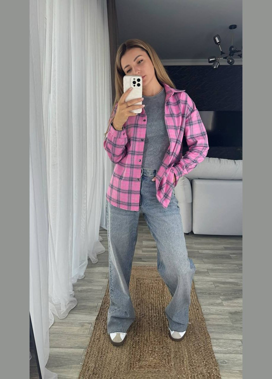 Розово-лиловая рубашка No Brand