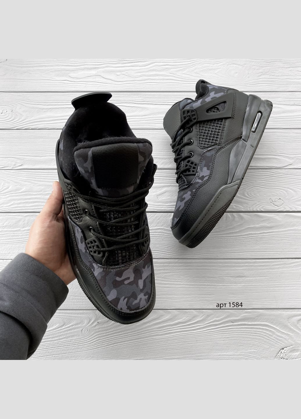Черные зимние зимние кроссовки military black No Brand Jordan