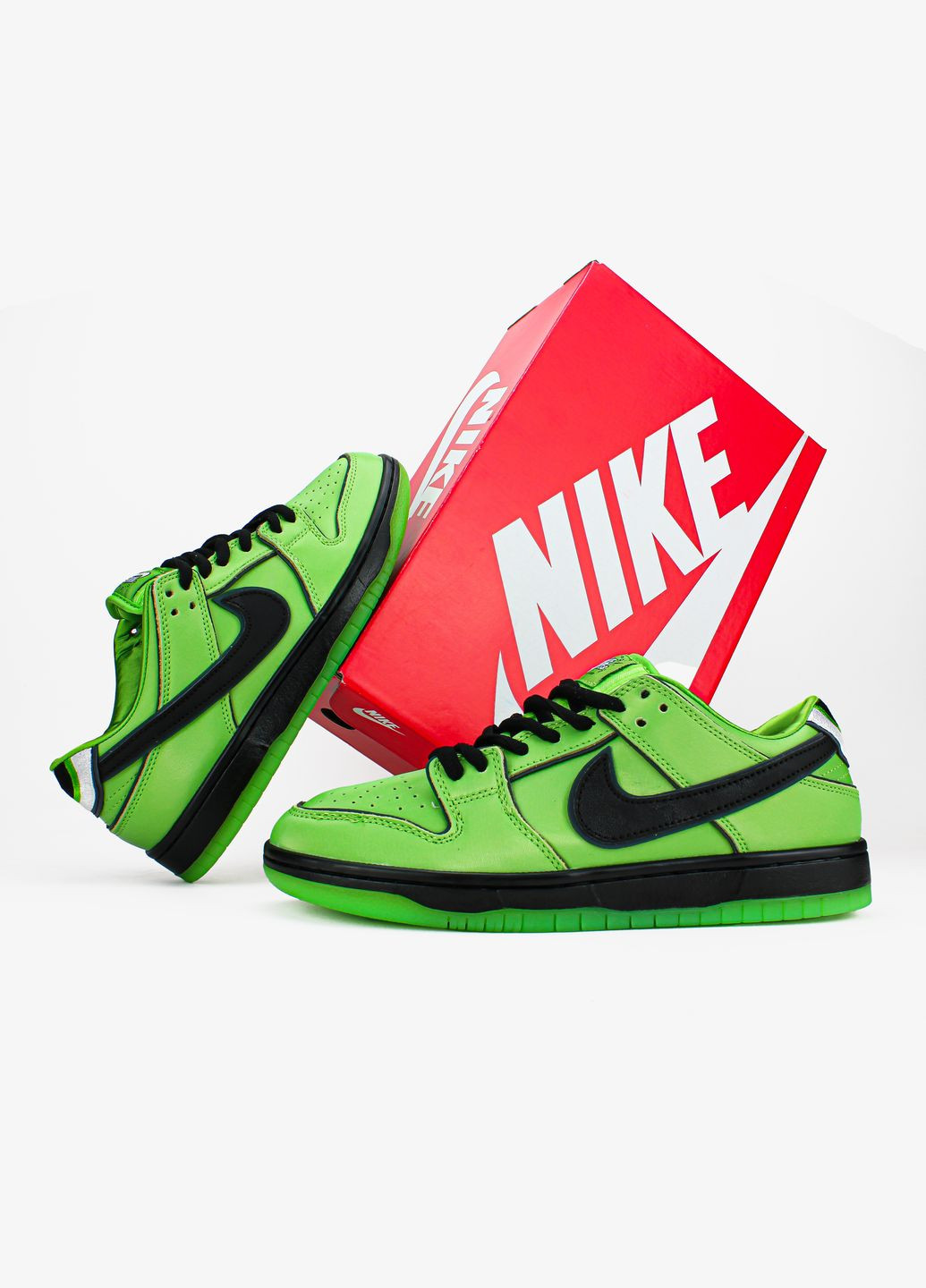 Зелені всесезон кросівки чоловічі nike sb dunk low the powerpuff girls buttercup green | найк сб данк низькі зелені No Brand