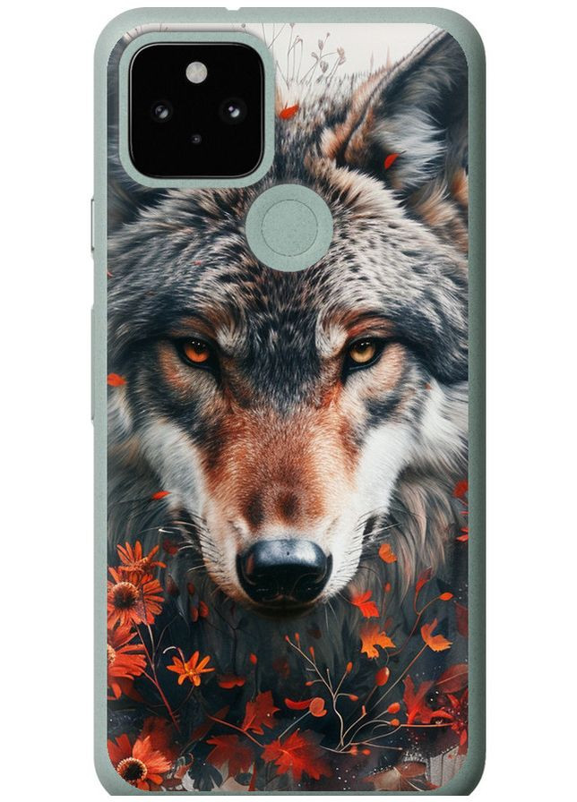 Силіконовий чохол 'Wolf and flowers' для Endorphone Google Pixel 5 (285782665)